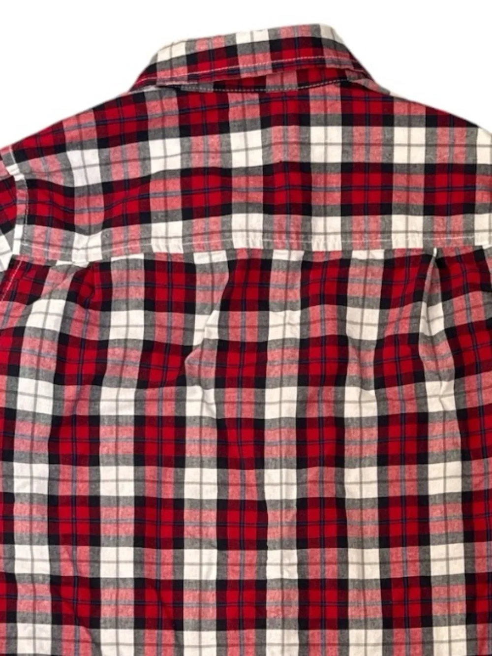 The Children’s Place Boys Plaid Button Front Shirt Red White Blue Size Large